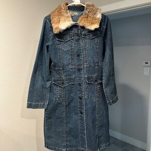 Picasso Style Jean Button Up Denim Dress